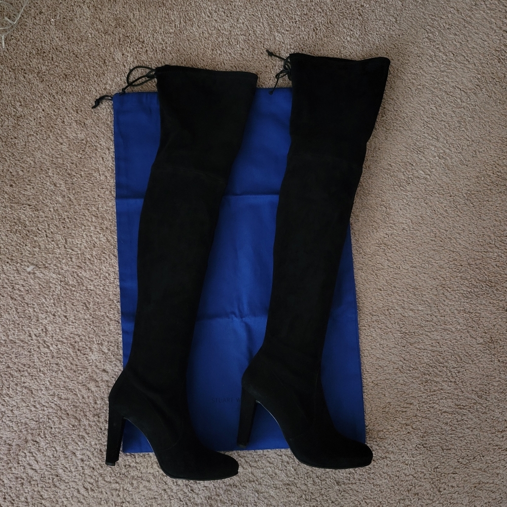 🔥 Stuart Weitzman Highland black suede otk boots